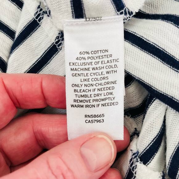 Caslon Easy Stripe Cotton Blend Navy White Smocked Sleeveless Maxi Dress Small - Picture 13 of 13